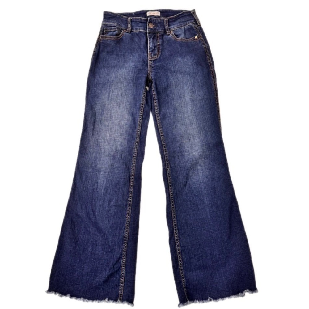 Shyanne Flared Jeans Women 26 (28x29) Short Dark Wash Boot Raw Hem Western Denim